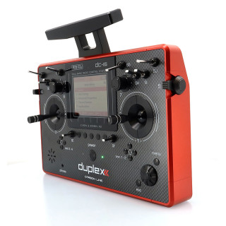 Vysielač JETI DUPLEX DC-16 II Carbon Line – červený lakovaný Vysielač JETI DUPLEX DC-16 II Carbon Line – červený lakovaný